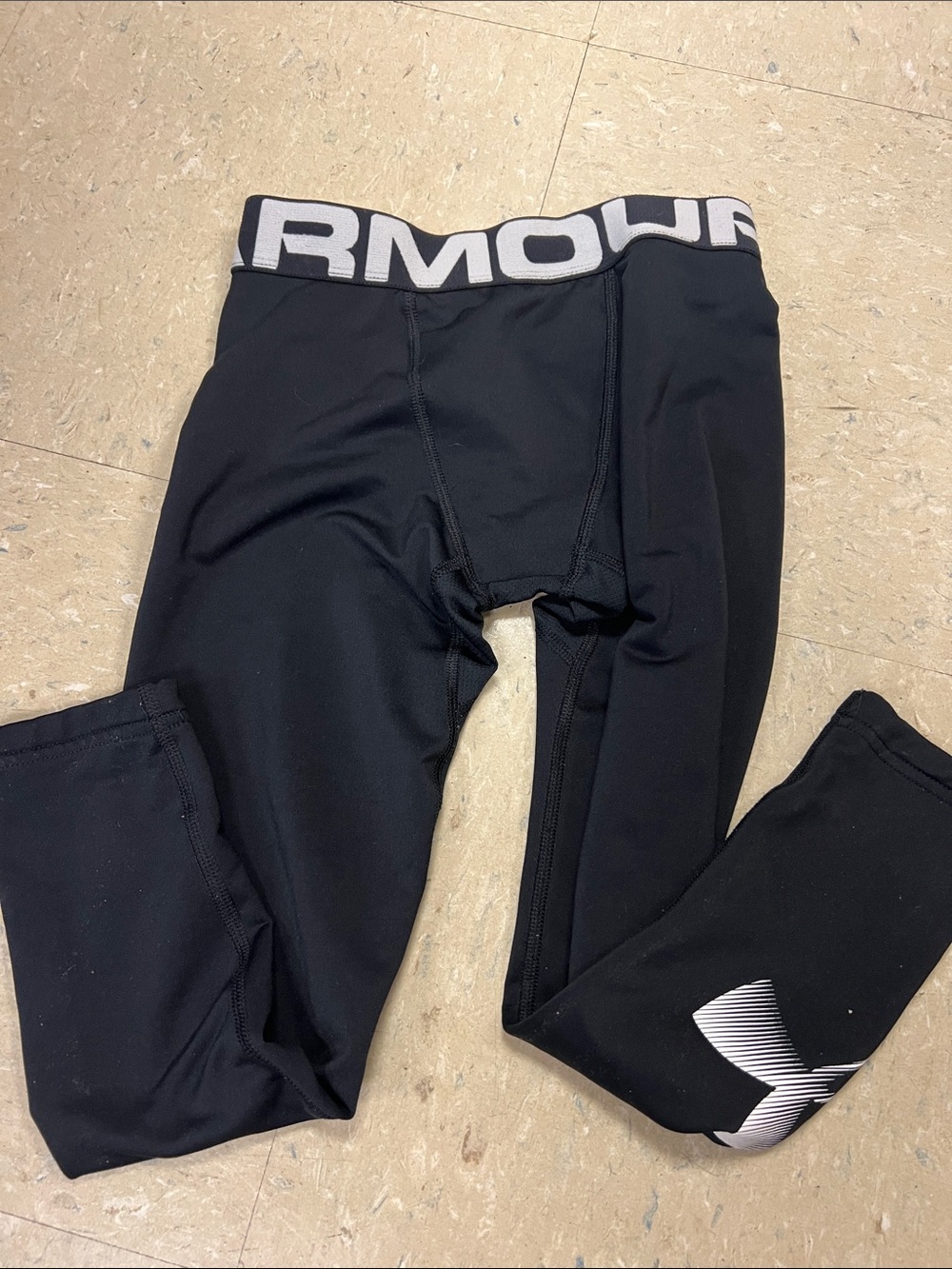 Under Armour Black Boys Compression Leggings with Logo Waistband